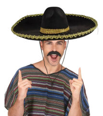 Sombrero Meksika Şapkası Mariachi Altın Şeritli Yetişkin Boy