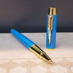 Toptan Gold Şeritli Mavi Defter Ve Kalem Seti