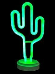 Neon Işıklı Kaktüs Masa Gece Lambası Pil+Usb