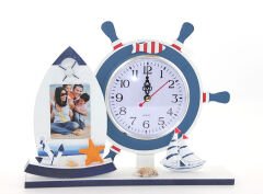 Ahşap Marin Dümenli Çerçeveli Saat Model 2