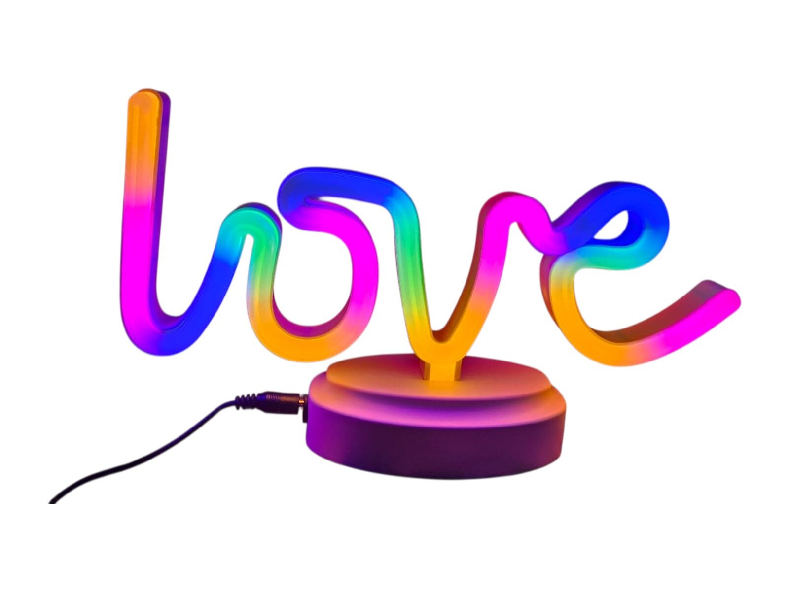 Neon Işıklı Love Yazılı Masa Gece Lambası PİL+USB