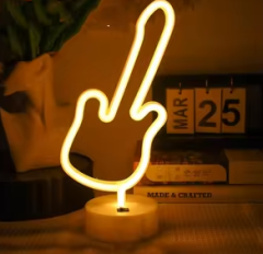 Neon Gitar Masa Lambası PİL+USB