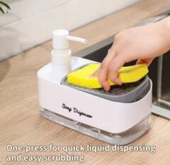 Çift Hazneli Sıvı Sabunluk, Süngerlik ve Otomatik Deterjanlık
