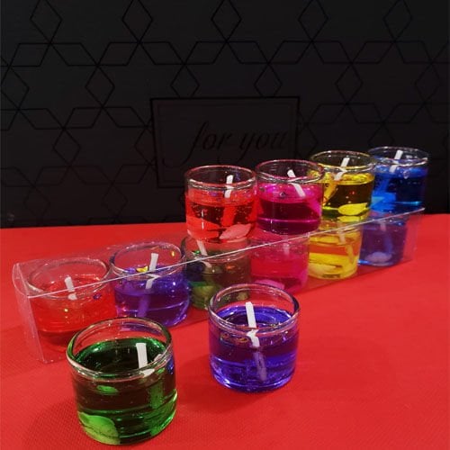 Toptan 6'lı Jel Renkli Mum