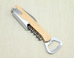 Ahşap Paslanmaz Çelik Tirbuşon Açacak