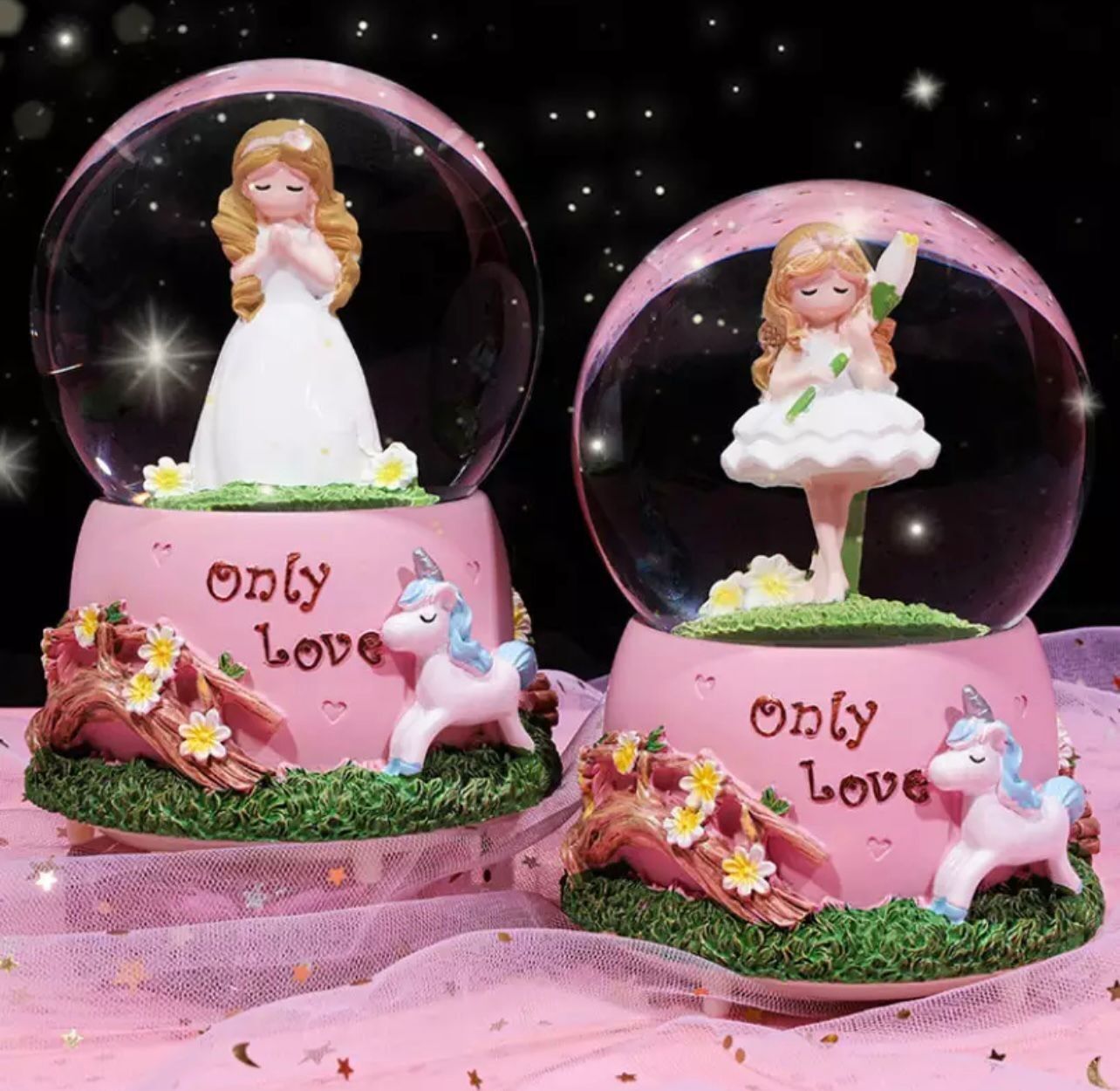 Peri Kızı Işıklı Müzikli Püskürtmeli Büyük Boy Kar Küresi