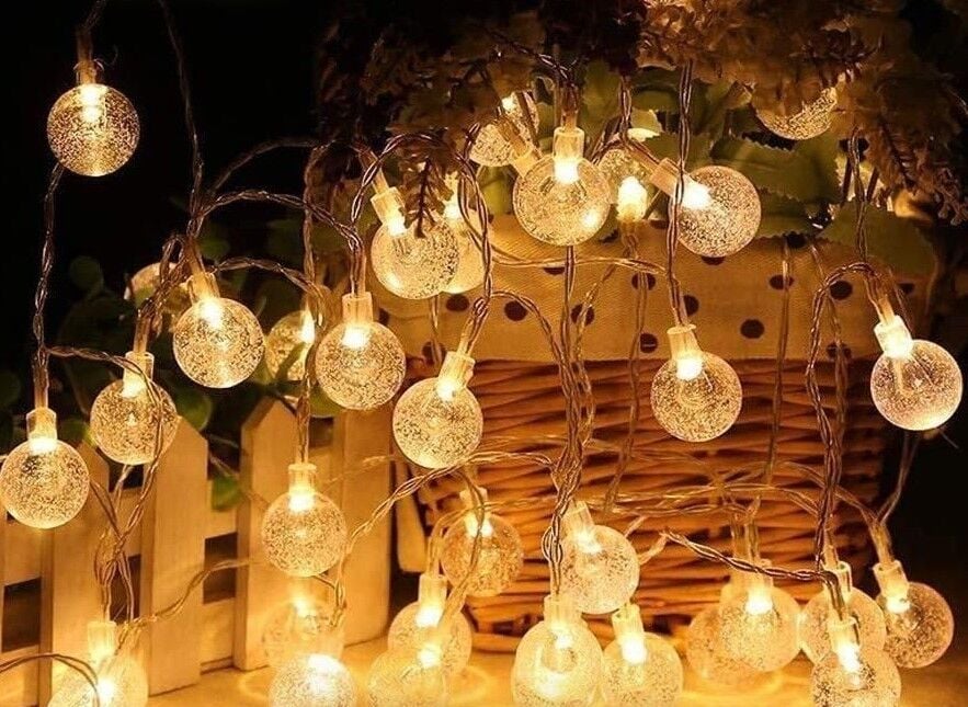 5 Metre 28 Led Kristal Top Gün Işığı Şeffaf Kablo Fişli Eklemeli