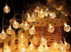 5 Metre 28 Led Kristal Top Gün Işığı Şeffaf Kablo Fişli Eklemeli