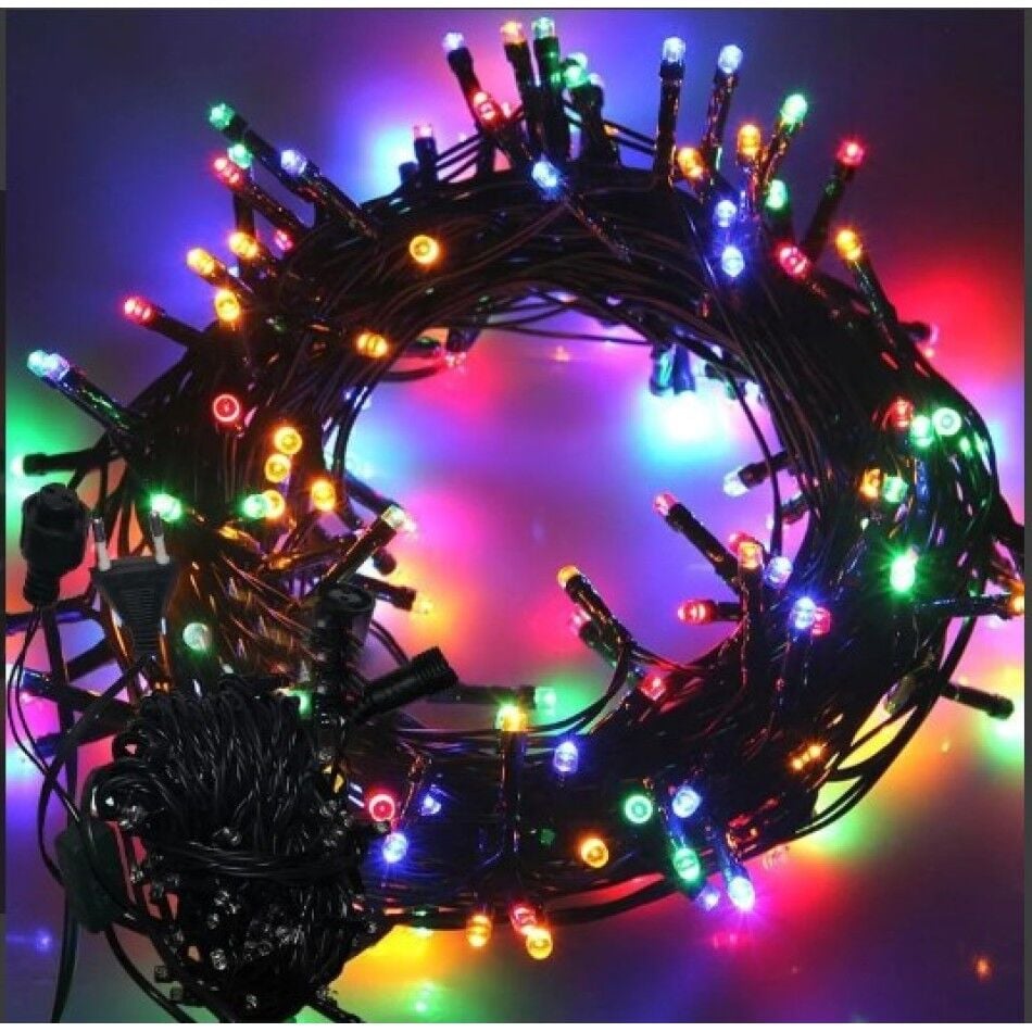 10 Metre 100 Led Boncuk Lamba RGB Işık Siyah Kablo