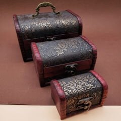 3'ü Ahşap Deri Sandık Kutusu