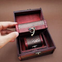 3'ü Ahşap Deri Sandık Kutusu