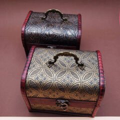 3'ü Ahşap Deri Sandık Kutusu