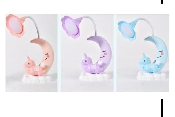 Boynuzlu At ve Ay Tasarımlı Şarjlı Masa Lambası