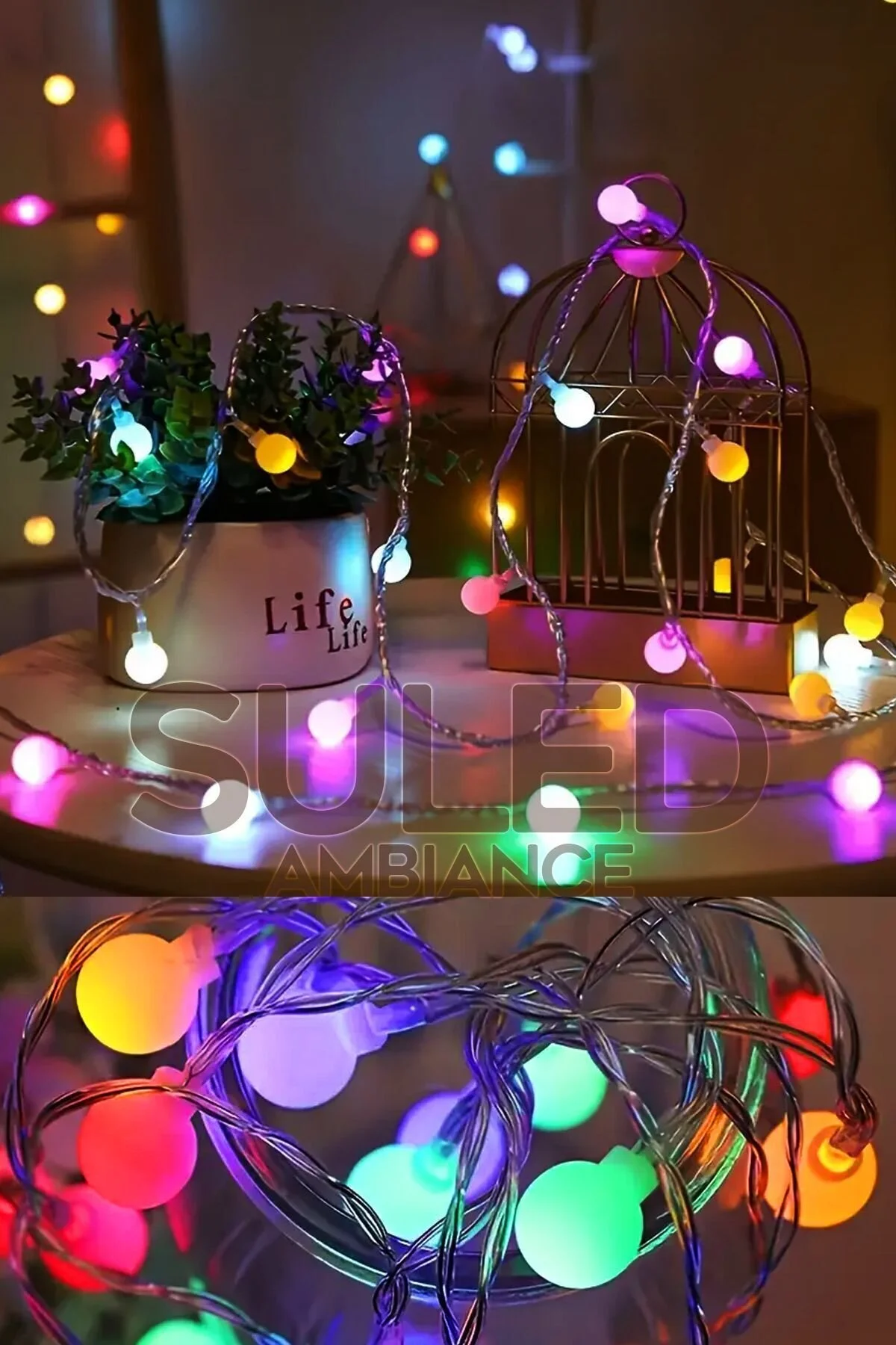 5 Metre 28 Led RGB Işık Şeffaf Kablo Fişli Eklemeli