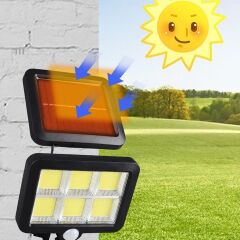 120 Cob Led Solar Panelli 3 Modlu Duvar Lambası MZ-302