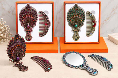 Tavuskuşu Katlanabilir Ayna Ve Tarak Seti Orta Boy Alk4984