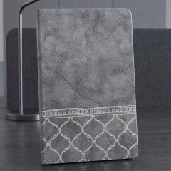 Desenli Gri Deri Defter