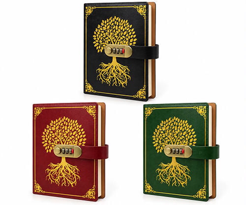 Şifreli Hayat Ağacı Desenli Deri Defter Alk6471