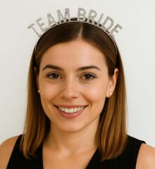 Gümüş Renk Team Bride Taç Plastik – Gelin ve Nedime Tacı