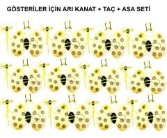 Okul Gösterileri için Arı Seti 12 Adet - Taç, Kanat, Asa