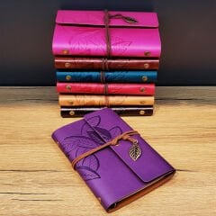 Toptan Yaprak Desenli Deri Defter