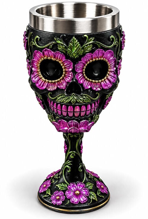 Day Of The Dead Şeker Kuru Kafa Tasarımlı 3D Çelik Kadeh Bardak Alk6513