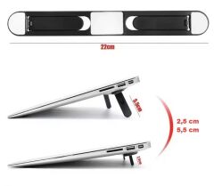 2 Kademeli Katlanabilir ve Yapışkanlı Laptop Standı Siyah CM-438