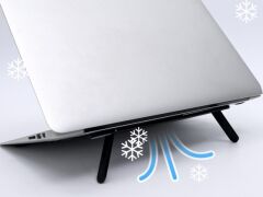 2 Kademeli Katlanabilir ve Yapışkanlı Laptop Standı Siyah