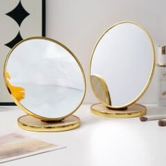 Yuvarlak Ayaklı Gold Makyaj Aynası
