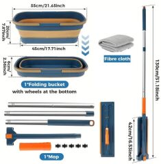Katlanabilir Temizlik Mopu ve Tekerlekli Kova Seti