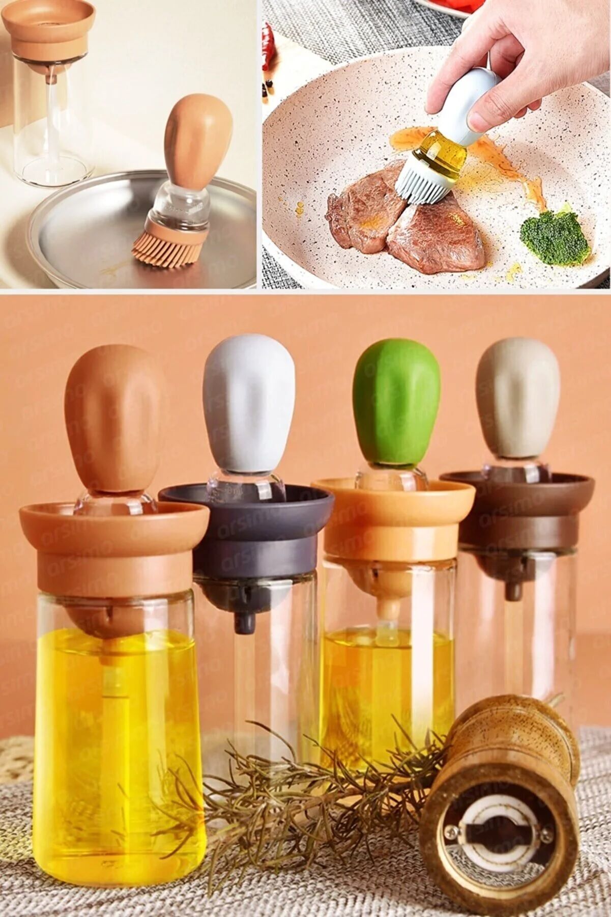 Silikon Hazneli Fırçalı Yağdanlık