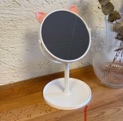 Yuvarlak Tavşan Kulaklı Ayaklı Makyaj Aynası