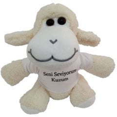 Toptan Seni Seviyorum Kuzum Tişörtlü Peluş Kuzu