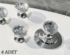 4 Adet Kristal Tasarımlı Çok Amaçlı Yapışkanlı Tutacak Buton