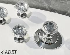 4 Adet Kristal Tasarımlı Çok Amaçlı Yapışkanlı Tutacak Buton