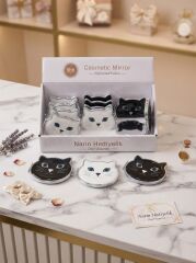 Kedi Desenli Makyaj Aynası 12 Adet