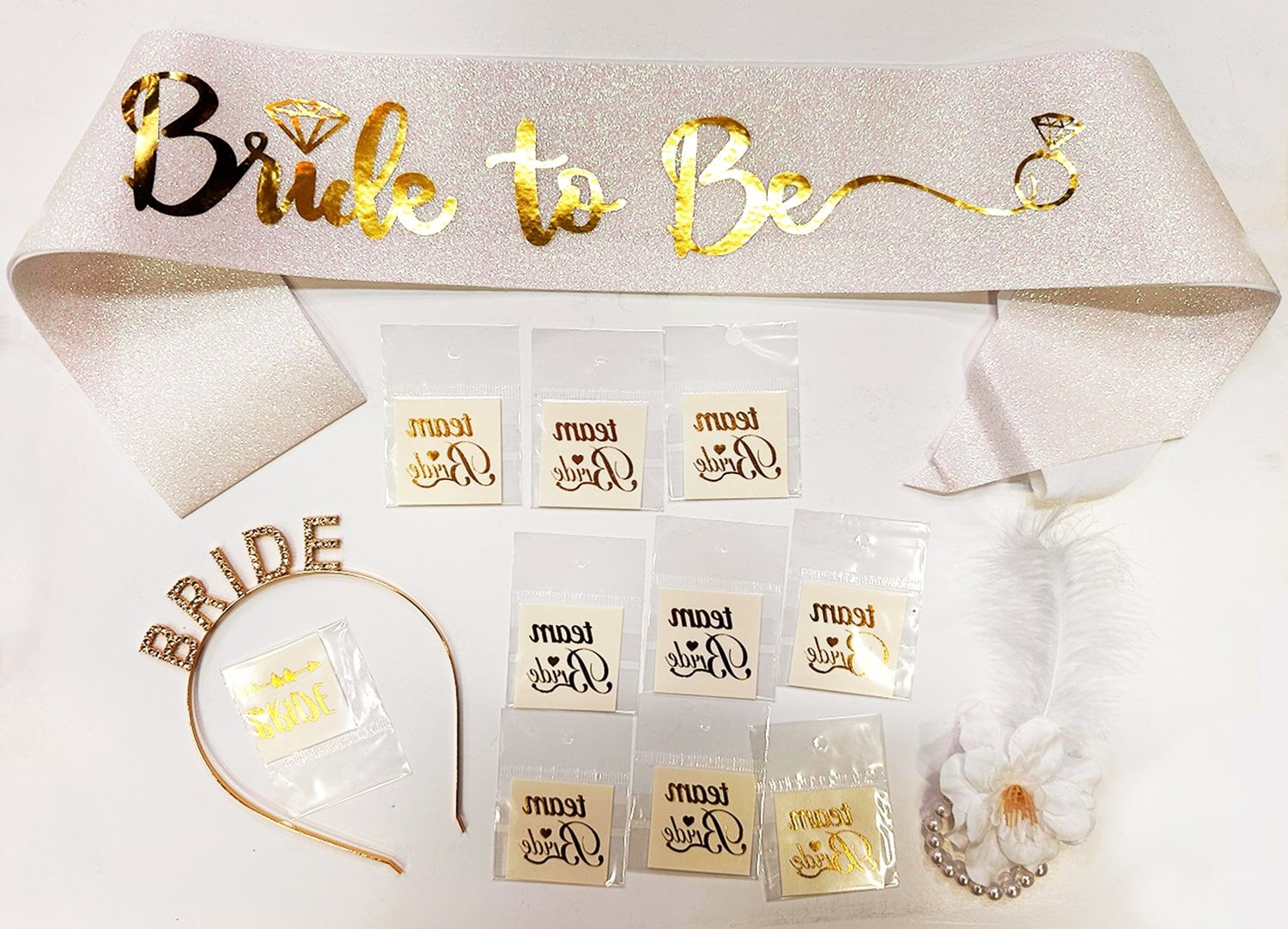 Altın Renk Bride Partisi Seti 13 Parça