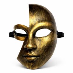 Antik Efektli Altın Yarım Yüz Plastik Parti Maskesi