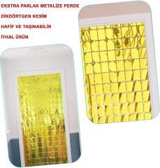 Altın Renk Disko Dikdörtgen Kesim Kapı Perdesi