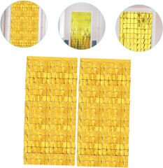 Altın Renk Disko Dikdörtgen Kesim Kapı Perdesi