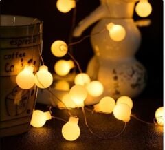 3 Metre 20 Led Beyaz Top Gün ışığı Pilli 2 Kademeli