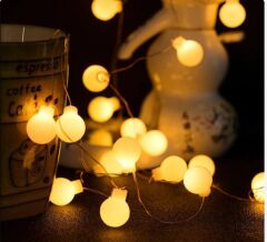 3 Metre 20 Led Beyaz Top Gün ışığı Pilli 2 Kademeli