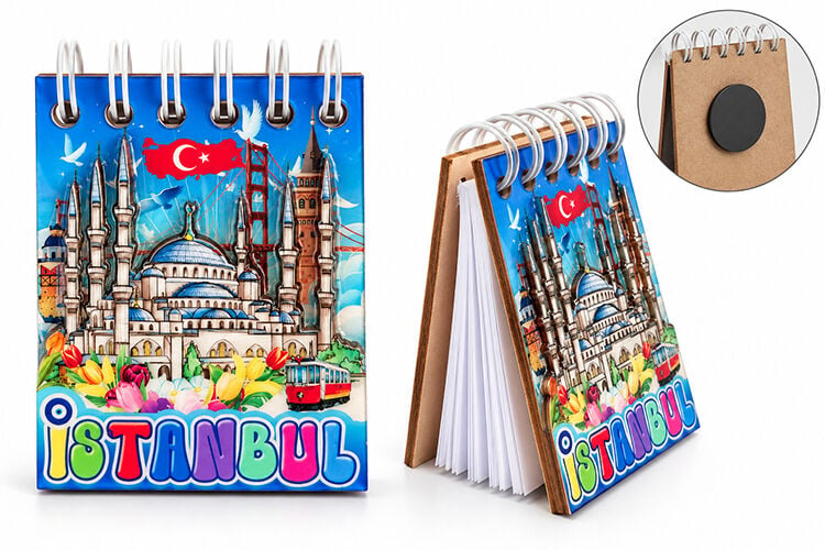 İstanbul Temalı Ahşap Magnetli Not Defteri Alk5880
