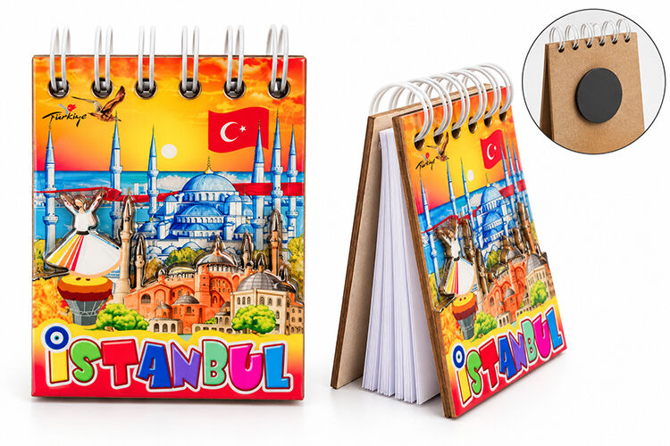 İstanbul Temalı Ahşap Magnetli Not Defteri Alk5881