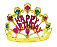 Altın Renk Happy Birthday Doğum Günü Tacı