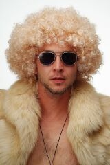 Altın Renk Kıvırcık Afro Parti Peruğu