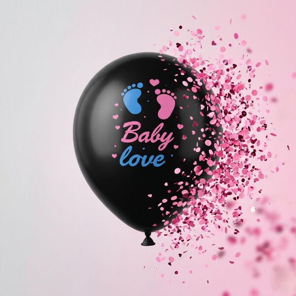 Pembe Konfetili Cinsiyet Balonu