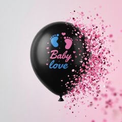 Pembe Konfetili Cinsiyet Balonu