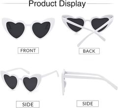 Beyaz Renk Kalp Şekilli Parti Gözlüğü