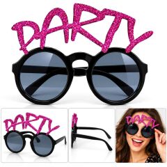 Fuşya Simli PARTY Yazılı Parti Gözlüğü